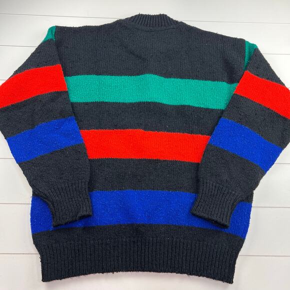 Lobo by Pendleton Vintage Pullover Henley Wool Sweater Size M black blue Stripe - Picture 2 of 6